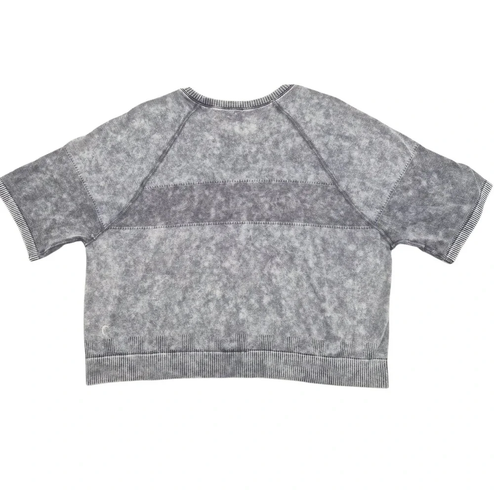 Zyia Active Gray Acid Wash Seamless Cropped Short‎ Sleeve Sweatshirt XXL NEW
